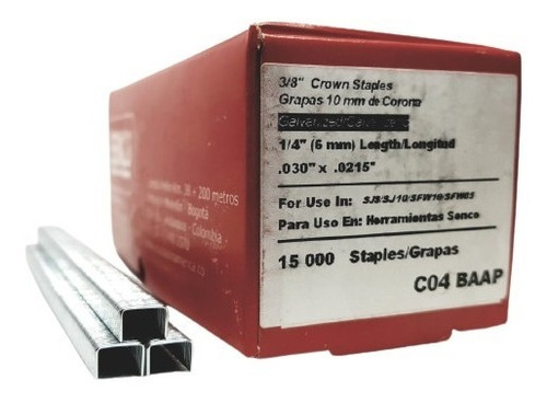 Grapa Tapicera Senco C04 Corona 3/8'' Largo 1/4'' 15mil Pza