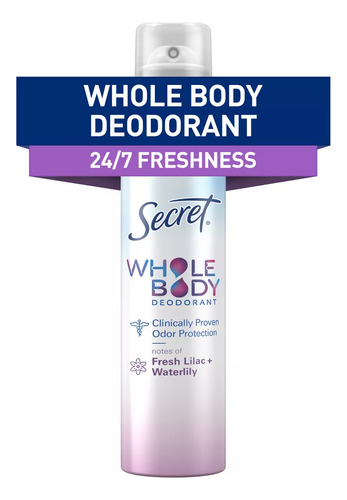 Secret Whole Body Desodorante De Cuerpo Entero Mujeres, 99g Fragancia Lilac Waterlily