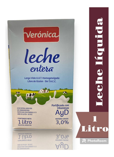 Leche Veronica Entera Larga Vida Sin Tacc 1 Litro