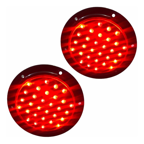 2x Lámpara Plafón Redondo 30 Led Luz Cuartos Freno Stop Rojo