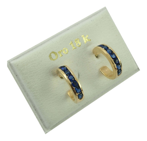 Aros Oro 18k 4,1grs Con Piedras Medio Sin Fin 10mm Garantia