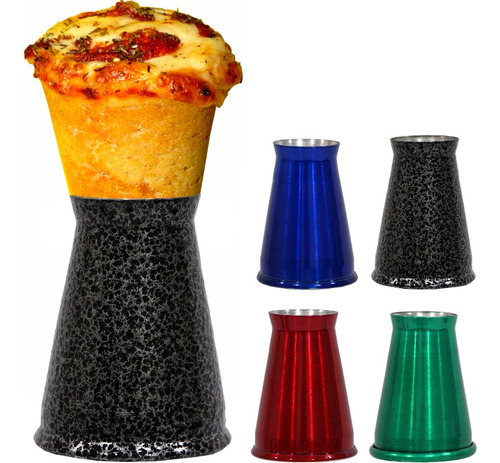 Kit 24 Suportes Alumínio Grande Color Sortidos Pizza Cone