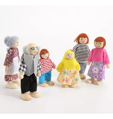 Familia De Madera Muñecos Para Casa De Muñeca Juguete