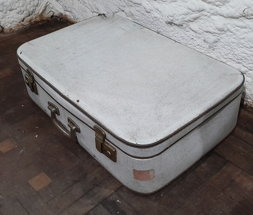 Antiguo Vintage Valija Viaje Sintetico Gris 65x43x18cm (Usado)