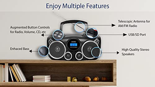 Reproductor Cd Portátil Riptunes Bluetooth, Radio Am Fm,