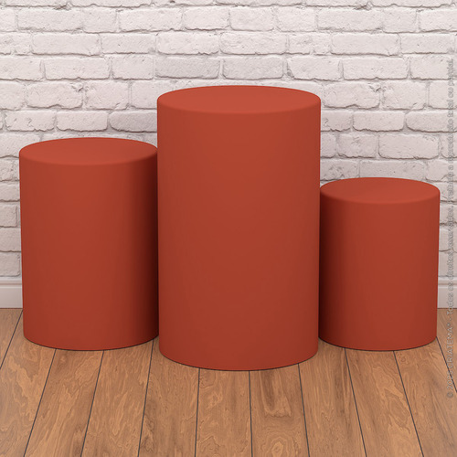 Trio Capas De Cilindro Sublimado Liso Laranja Veste Fácil Em Tecido