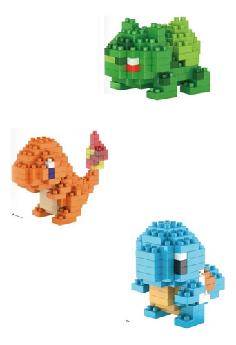 Figuras Pokémon Trio De Inicio, Nanoblocks, Regalo+