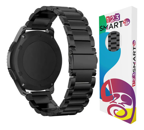 Pulseira De Aço Inoxidável 20mm Marca 123smart Compativel Com Garmin Forerunner 158 165 245 245 Music 55 645 645 Music Move3 S40 Venu Vivomove Venu Sq Vivoactive 3 Cor - Cor Preto