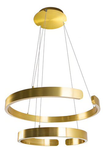 Pendente Lustre 2 Anéis Ring Arco Dourado Led 80w St2123 127/220V