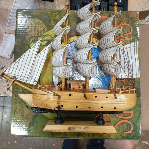 Fragata Barco De Madera 24cm Varios Modelos