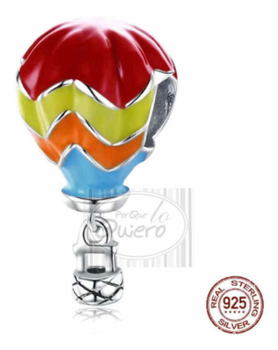 Charm 100% Plata Ley 925 Globo Aerostático Para Pandora