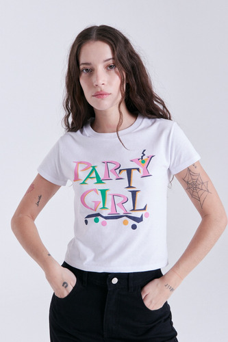 Remera Party Girl Cher Mix Off White Mujer De Algodón