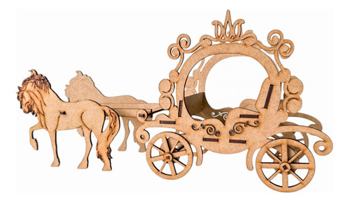 Centros Mesa Carruaje Con Caballos Decoracion Mdf 5pz Rb93