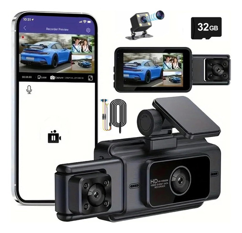 New Câmera Wifi Frontal E Traseira Para Carro 1080p