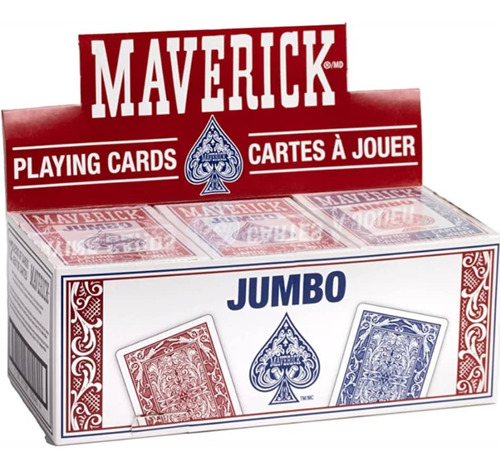 Caja 12 Mazos Póker Maverick, Índice Jumbo