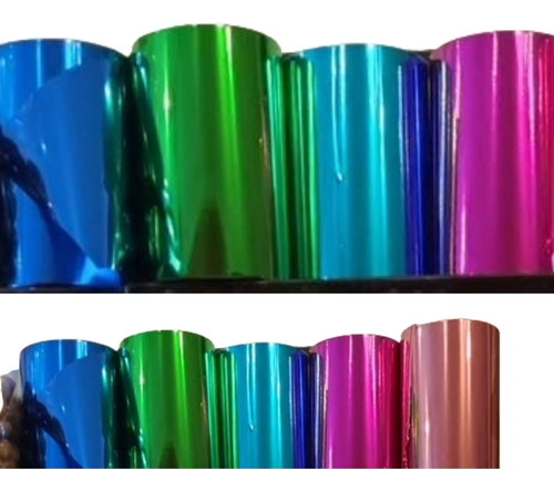 Foil Metalizado 8cm X 10m Colores+ Pote Adhesivo Textil 
