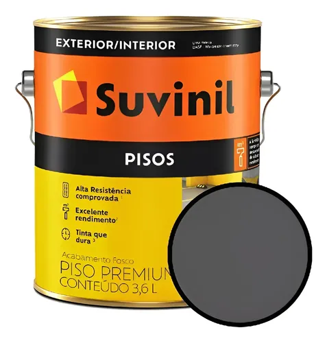 Tinta Acrílica Suvinil Premium Para Piso 3,6l Cores Basicas Cinza-escuro Fosco