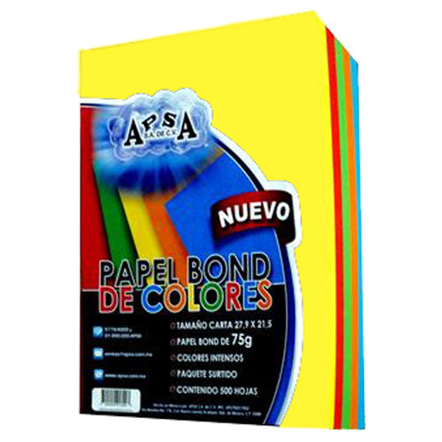 Hojas De Color Apsa Pb020 Carta Colores Surtidos 500 Hojas