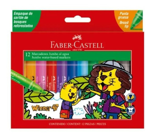 Marcadores Gruesos Jumbo Faber Castell Caja X 12