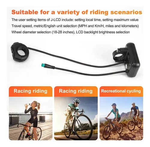 KING-METER J-LCD Display Per Bici Elettrica – Monitor TFT Con Pulsanti, Compatibile 24/36/48V, Kit Di Ricambio Per E-Bike