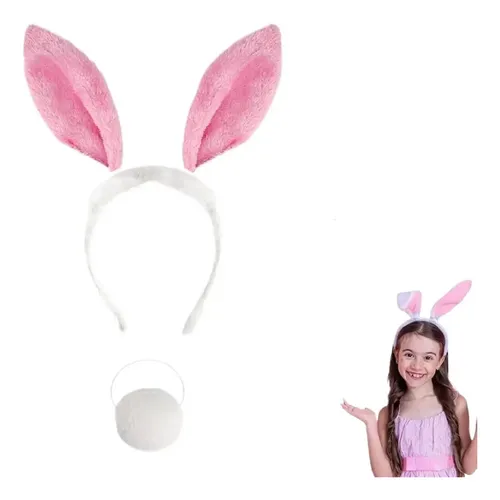 Set De 3 Accesorios De Conejo: Diadema, Pajarita Y Cola De Felpa Blanca – Ideal Para Halloween, Pascua Y Cosplay