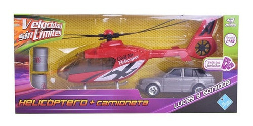 Helicóptero Con Luz Y Sonido Mas Vehículo El Duende Azul Color Rojo/amarillo