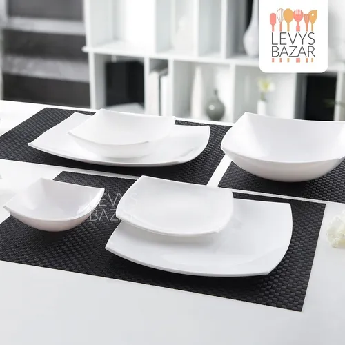 Juego de loza blanco cuadrado hot sale