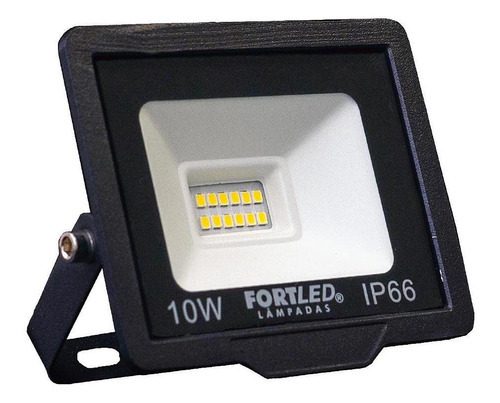  Fortled Refletor De Led 10w Bivolt Luz Branca Cor da carcaça Preto