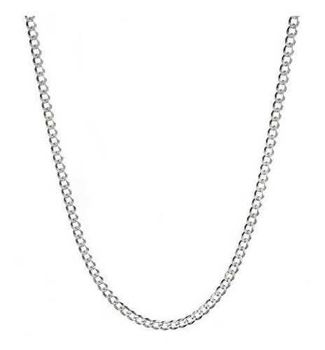 Collar De Plata Sterling 4.2mm, Cadena Cubana, Italia.