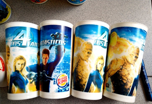 Lote 4 Vasos Cumpleaños Los 4 Fantasticos Burger Colección 