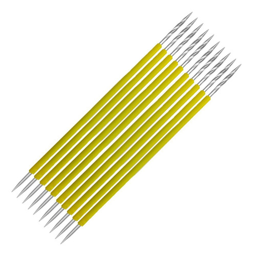 Kit 10 Palito Amarelo Bastão Duplo Para Unhas E Cutículas