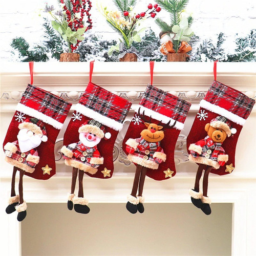 Imagen 1 de 10 de 4 Botas Adorno Colgante Arbol Navidad Santa Reno Piernas Lar