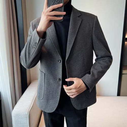 Conjunto De Traje Casual De Lana A Rayas Para Hombre