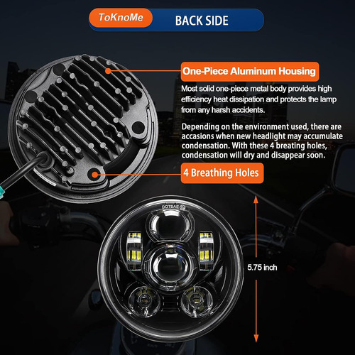 Faro Led Toknome De 5-3/4 De 5,75 Pulgadas Compatible Con...