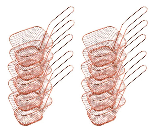 10 Uds Cesta Para Patatas Fritas Portátil De Acero
