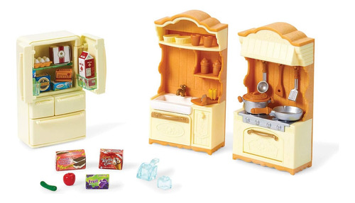 Calico Critters Juego Cocina Comida Miniatura Juguetes Refri
