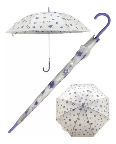 Paraguas Infantil Con Diseño Estrellas Anti Viento Lluvia  