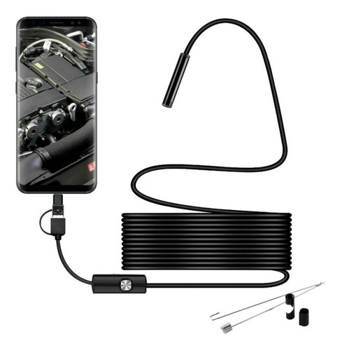 Camara Hd Borescope Uso Con Celular Y Pc Luz Led Graba Filma