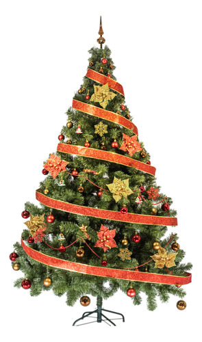 Arbol Navidad Tronador 2,10mts + Kit 60 Rojo Oro Cybermonday