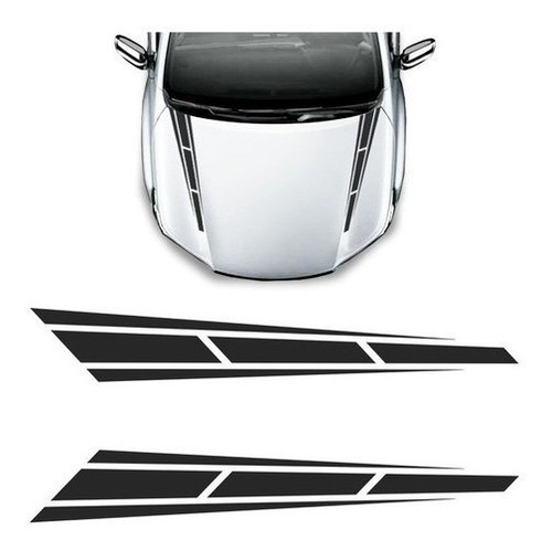 Adesivo Do Capô Faixa Carro Tuning Decorativo Universal Cor Preto