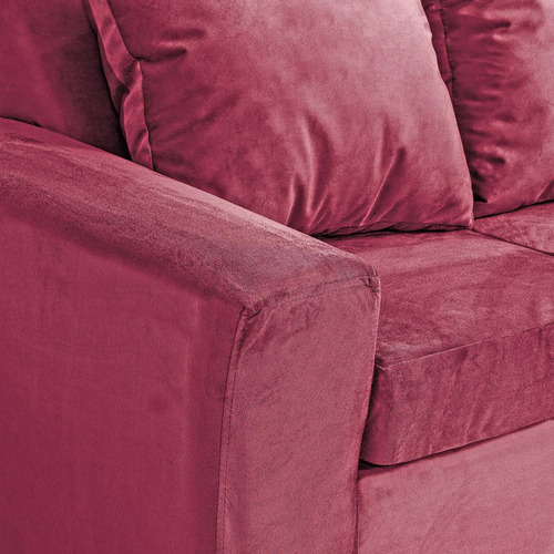Sofá Seccional 3.2 De Felpa Kahlo Color Burdeos