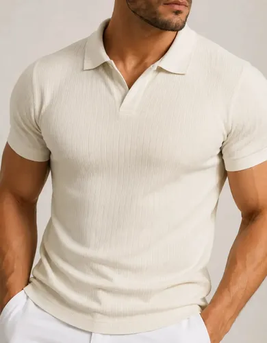 Camisa Polo Masculina Canelada Sem Botao Old Money Premium