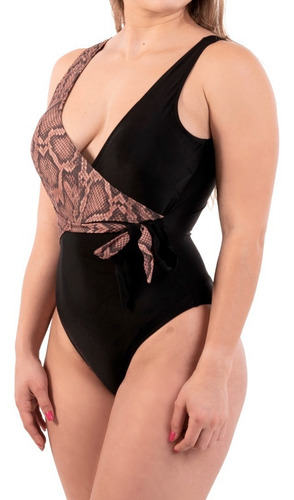 Imagen 1 de 5 de Traje De Baño Cruzado Snake Negro