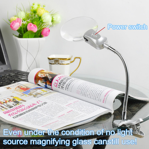 Pinza Para Lámpara De Lectura, Lupa, Luz Led, Cuello De Cisn
