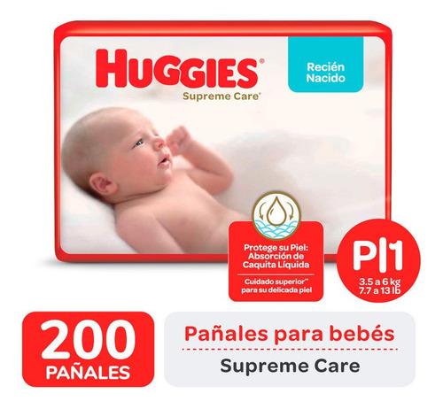 Pañales Huggies Supreme Care Px50u Pack X 4 Un