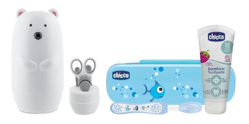 Kit Higiene Chicco Osito Alicate Tijera + Set Bucal Varon