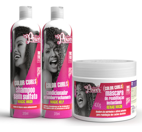 Soul Power Color Curls Shampoo + Condicionador + Mascara
