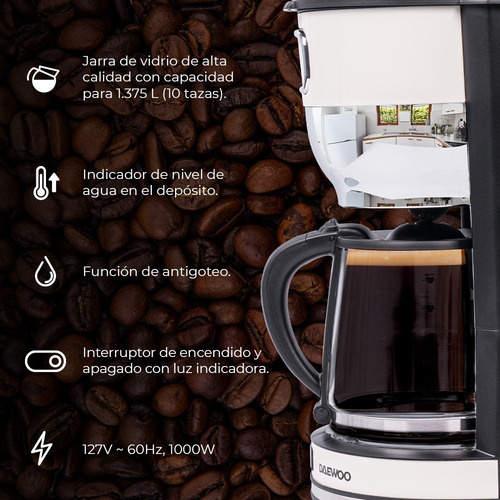 Cafetera Daewoo Para 10 Tazas Automática Color Negro