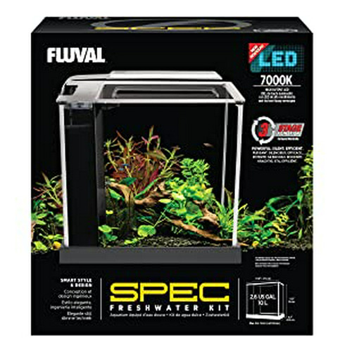 Kit De Acuario Fluval Spec Iii, 2.6 Galones, Negro.