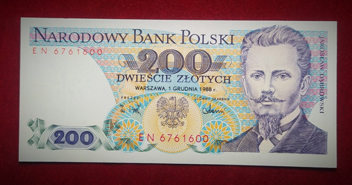 Billete 200 Zlotych Polonia 1988 Sin Circular Pick 144 C.2